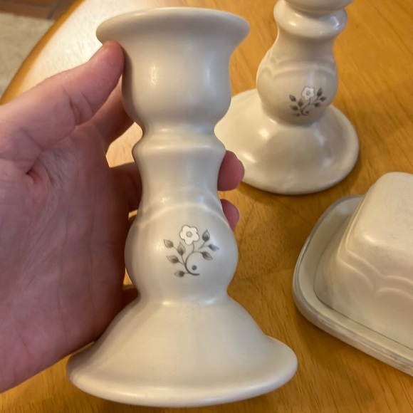 Pfaltzgraff Heirloom Floral Stoneware Candlestick Holders and Butter Dish Set - Picture 4 of 5
